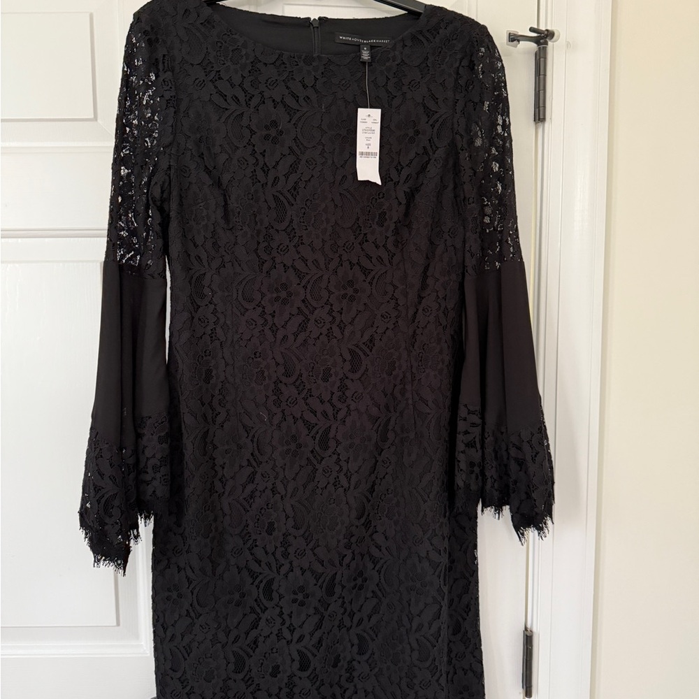 Chic Black Lace Dress with Bell Sleeves